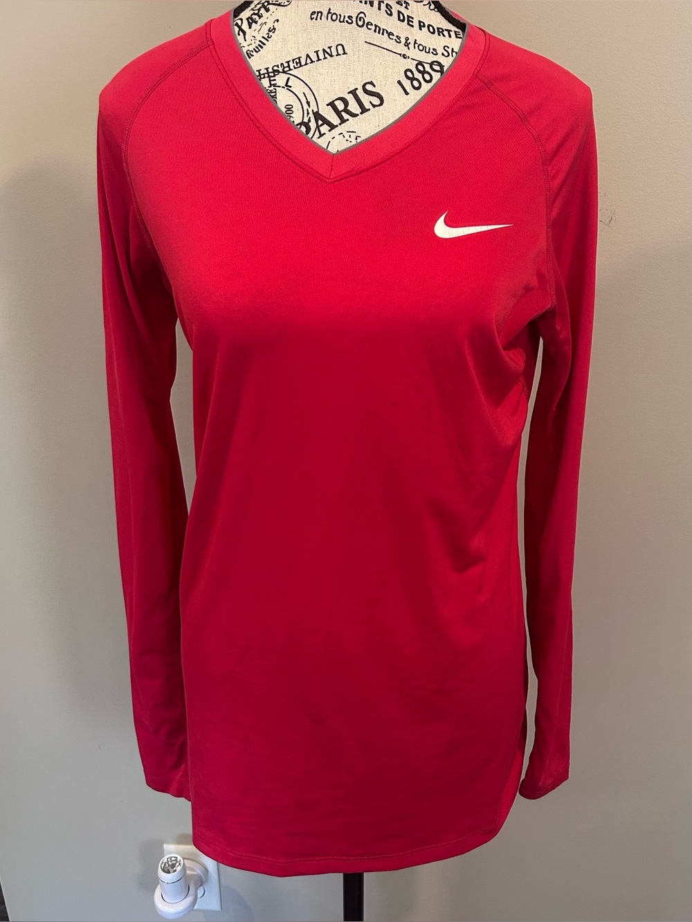 Nike Pro Combat Dri-FIT Fitted Long Sleeve V-Neck Training Top Pink M